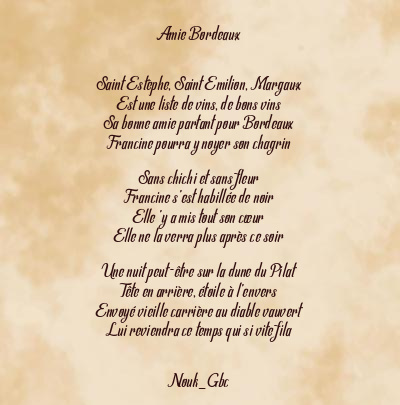 Le poème en image: Amie Bordeaux