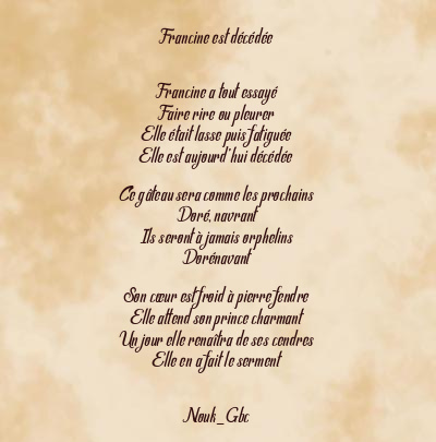 Le poème en image: Francine Est Décédée