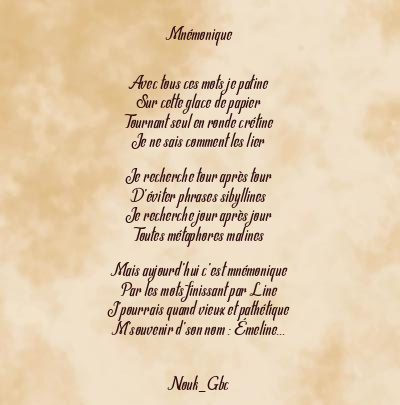 Le poème en image: Mnémonique