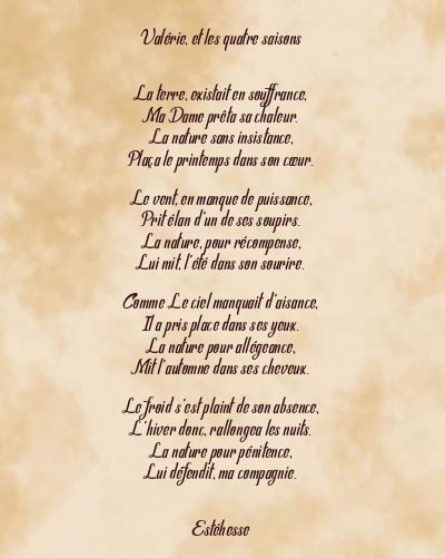 Le poème en image: Valérie, Et Les Quatre Saisons