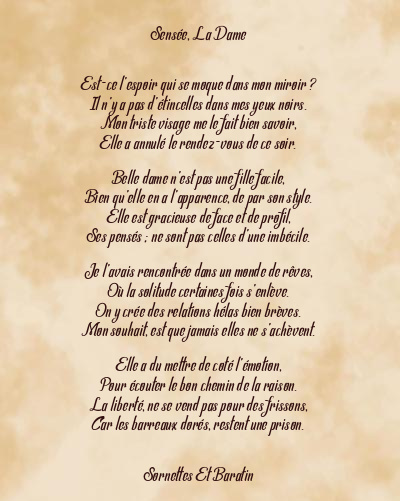 Le poème en image: Sensée, La Dame
