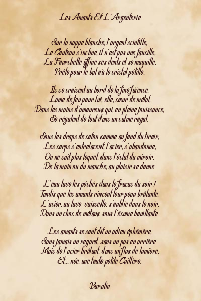 Le poème en image: Les Amants Et L’argenterie