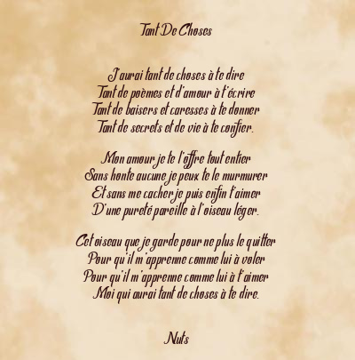 Le poème en image: Tant De Choses