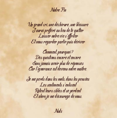 Le poème en image: Notre Fin