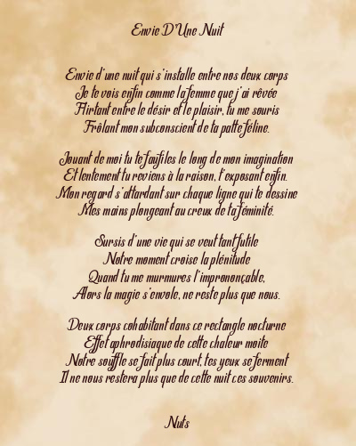 Le poème en image: Envie D’une Nuit
