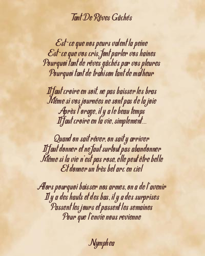 Le poème en image: Tant De Rêves Gâchés