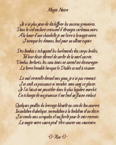 Le poème en image: Magie Noire