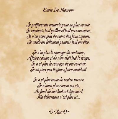 Le poème en image: Envie De Mourrir