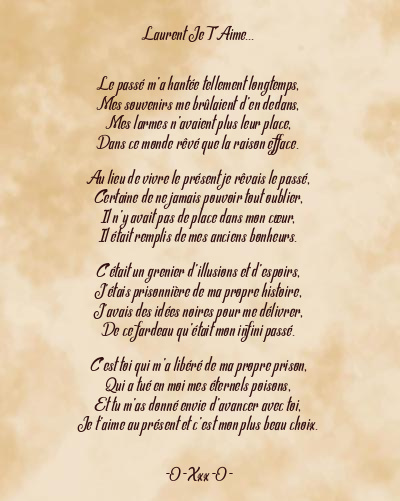 Le poème en image: Laurent Je T’aime…
