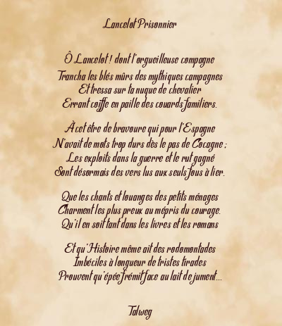 Le poème en image: Lancelot Prisonnier