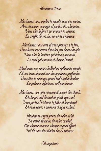 Le poème en image: Mesdames Vous