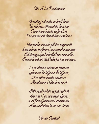 Le poème en image: Ode À La Renaissance