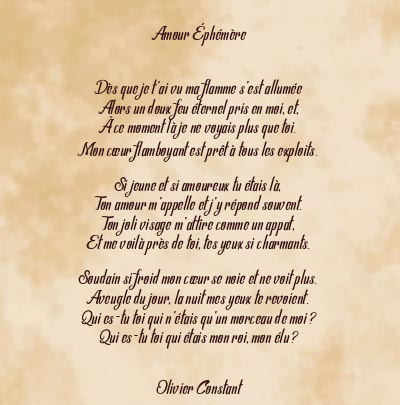 Le poème en image: Amour Éphémère