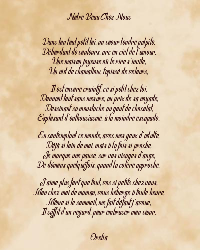 Le poème en image: Notre Beau Chez Nous