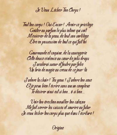 Le poème en image: Je Veux Lécher Ton Corps !