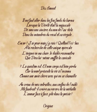 Le poème en image: Dis, Sonnet