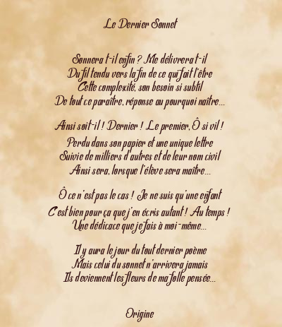 Le poème en image: Le Dernier Sonnet