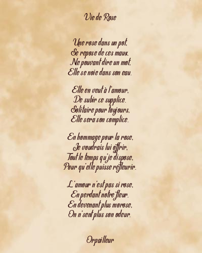 Le poème en image: Vie De Rose