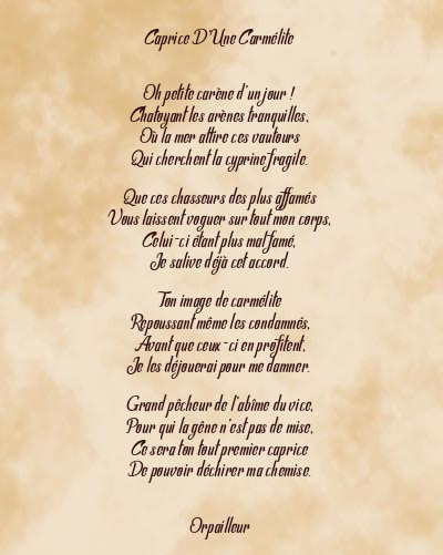Le poème en image: Caprice D’une Carmélite