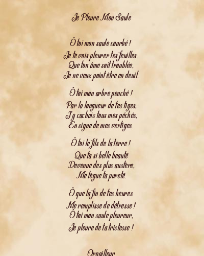 Le poème en image: Je Pleure Mon Saule