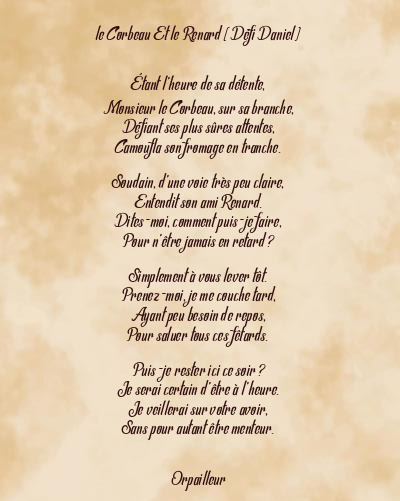 Le poème en image: Le Corbeau Et Le Renard (Défi Daniel)