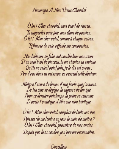 Le poème en image: Hommage À Mon Vieux Chevalet