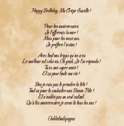 Le poème en image: Happy Brithday Ma Crêpe Suzette !