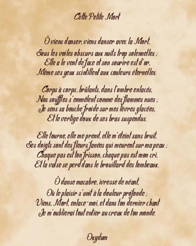 Le poème en image: Cette Petite Mort