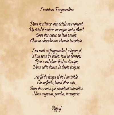 Le poème en image: Lumiéres Fargmentées