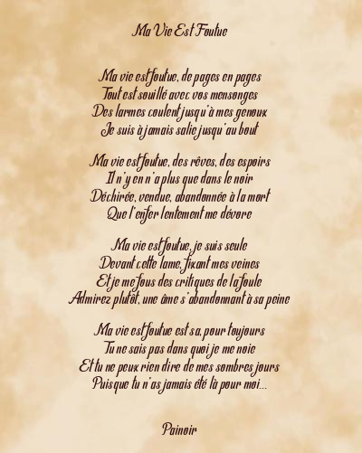 Le poème en image: Ma Vie Est Foutue