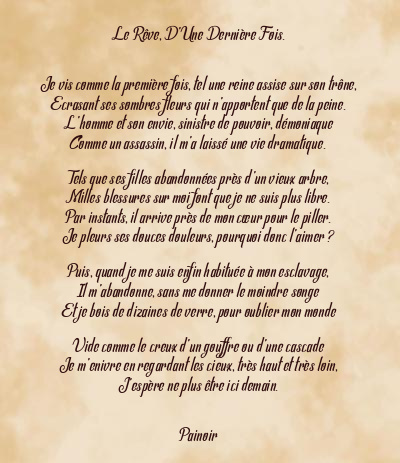 Le poème en image: Le Rêve, D’une Dernière Fois.