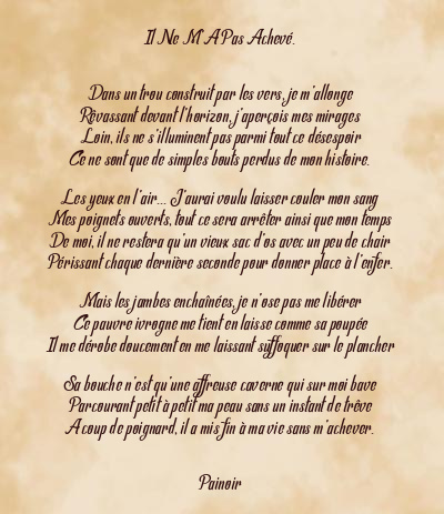 Le poème en image: Il Ne M’a Pas Achevé.