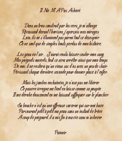 Le poème en image: Il Ne M’a Pas Achevé.