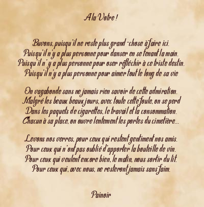 Le poème en image: A La Votre !