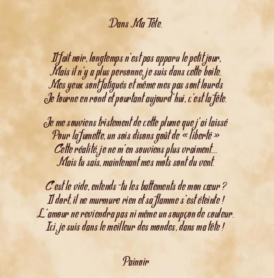 Le poème en image: Dans Ma Tête.
