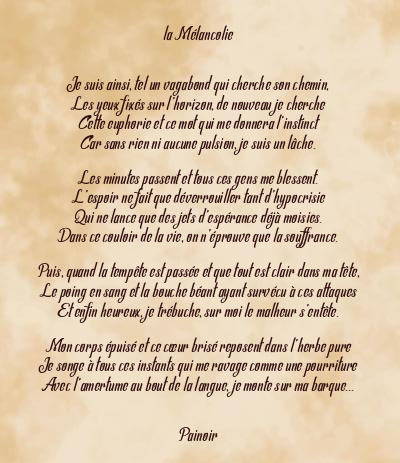 Le poème en image: La Mélancolie