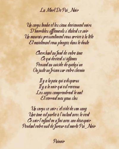 Le poème en image: La Mort De Pai_Noir