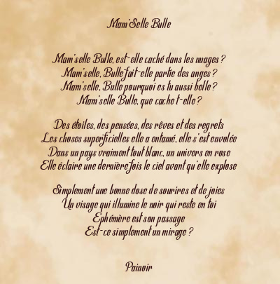 Le poème en image: Mam’selle Bulle