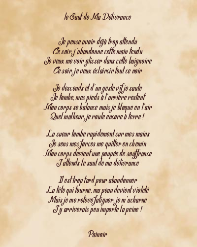 Le poème en image: Le Saut De Ma Délivrance