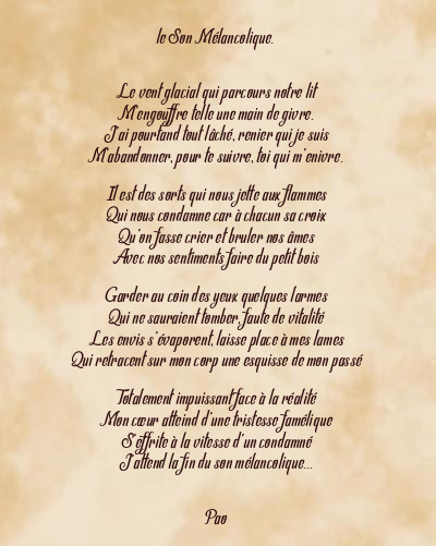 Le poème en image: Le Son Mélancolique.