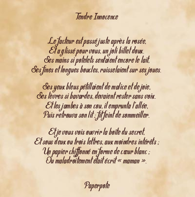 Le poème en image: Tendre Innocence