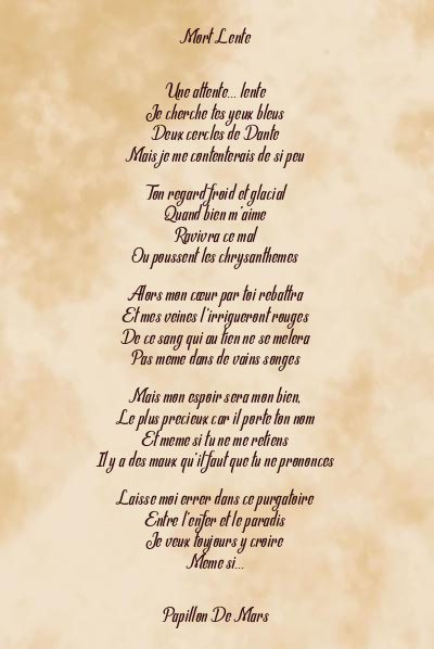 Le poème en image: Mort Lente