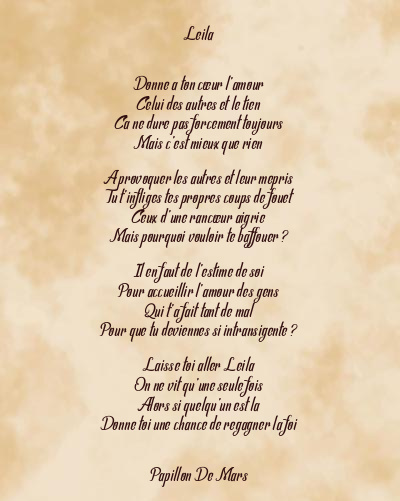 Le poème en image: Leila