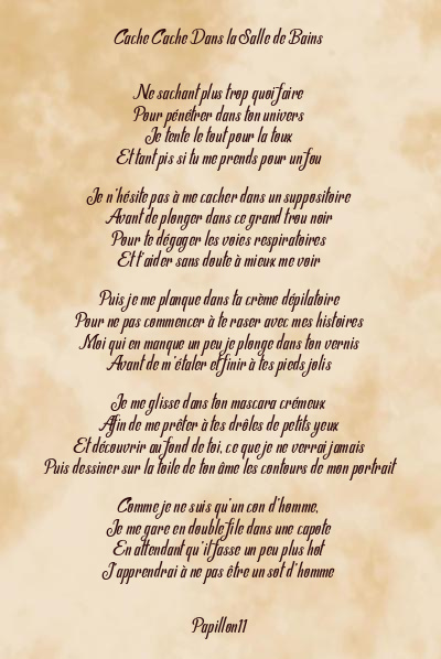 Le poème en image: Cache Cache Dans La Salle De Bains