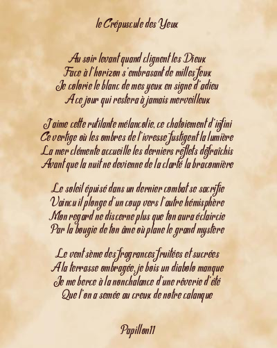 Le poème en image: Le Crépuscule Des Yeux