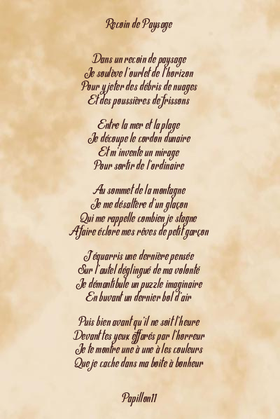 Le poème en image: Recoin De Paysage