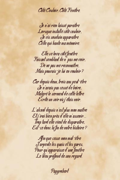 Le poème en image: Côté Couloir, Côté Fenêtre.