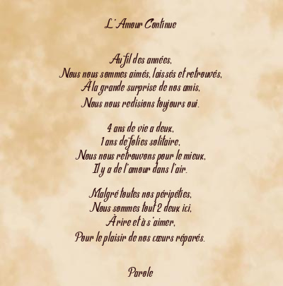 Le poème en image: L’amour Continue