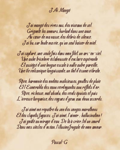 Le poème en image: J’ai Mangé