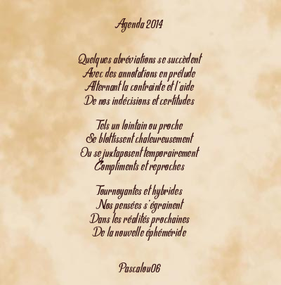 Le poème en image: Agenda 2014